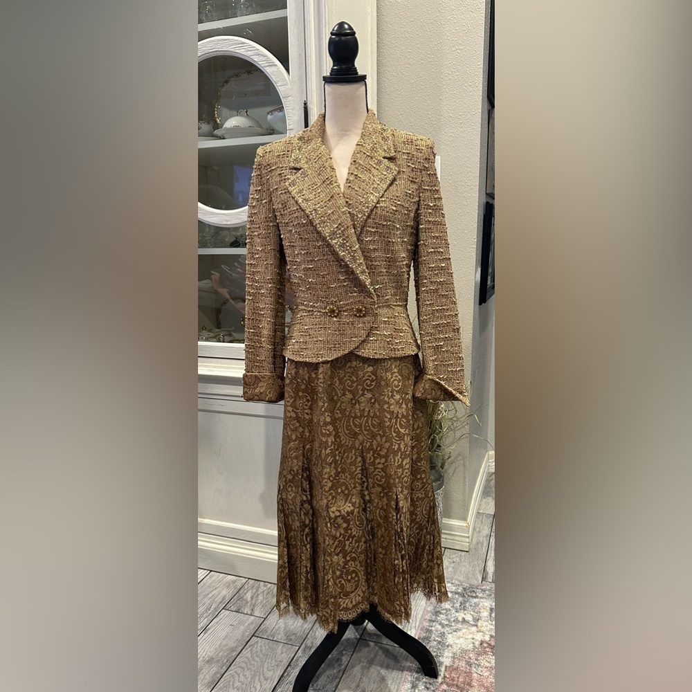 St. John’s Couture gold suit